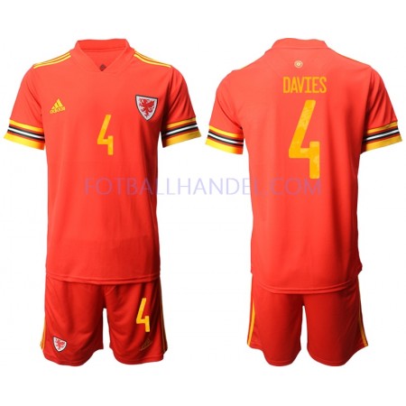 Barn Fotballdrakter Wales Ben Davies 4 Hjemme Euro 2020 Kortermet